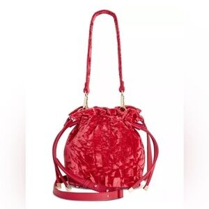 NWT-INC-INTERNATIONAL CONCEPTS-MELISS RED VELVET BUCKET BAG CROSSBODY/HANDBAG